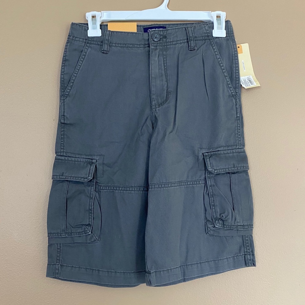 Gray Cargo Shorts with Adjustable Waist